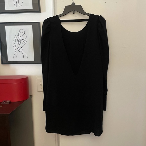 AQUA long sleeve black dress with deep V cut back - Picture 3 of 3